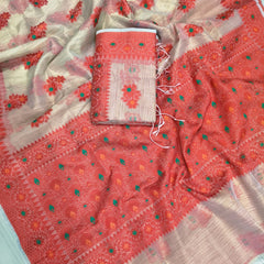 Premium Rajasthani Gadhwal Silk Saree – All Over Floral Meena Design