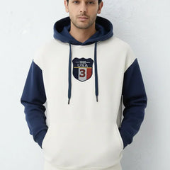 Off- White & Navy Oversized Hoodie