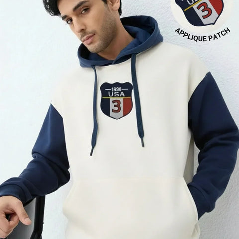 Off- White & Navy Oversized Hoodie