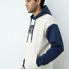 Off- White & Navy Oversized Hoodie