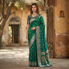 Super soft pure doulton lite weight open border banarasi Silk