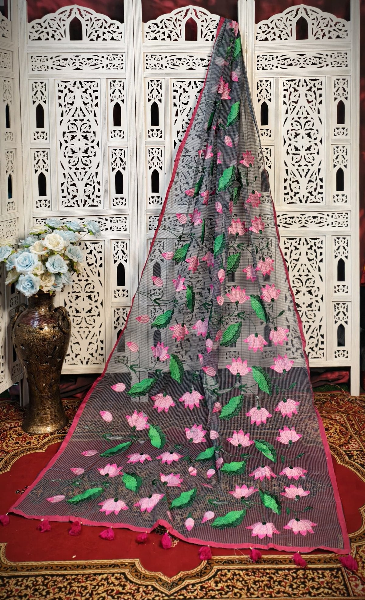 Resham Kota lotus embroidery work