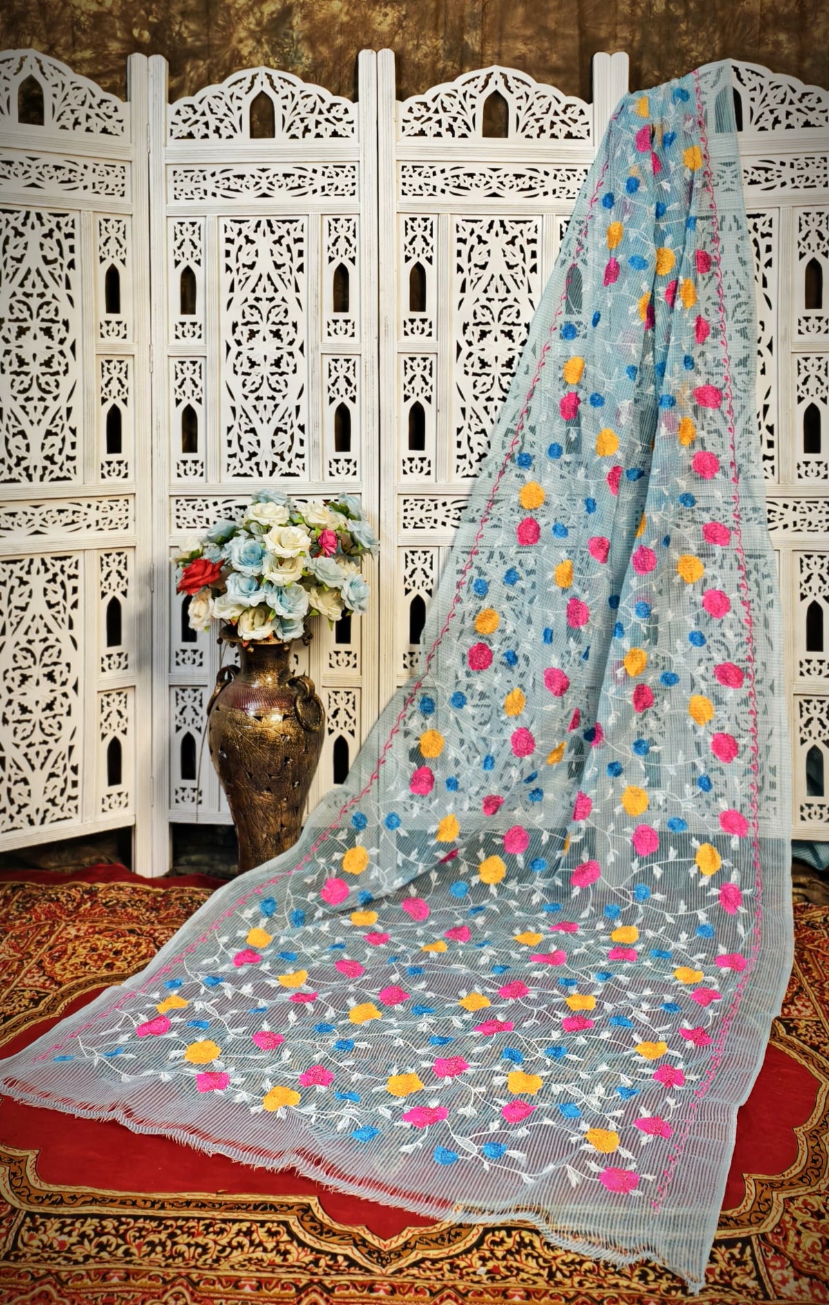 Resham Kota lotus embroidery work